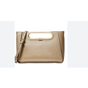 MICHAEL KORS Chelsea metallic leather large clutch convertible crossbody - GOLD